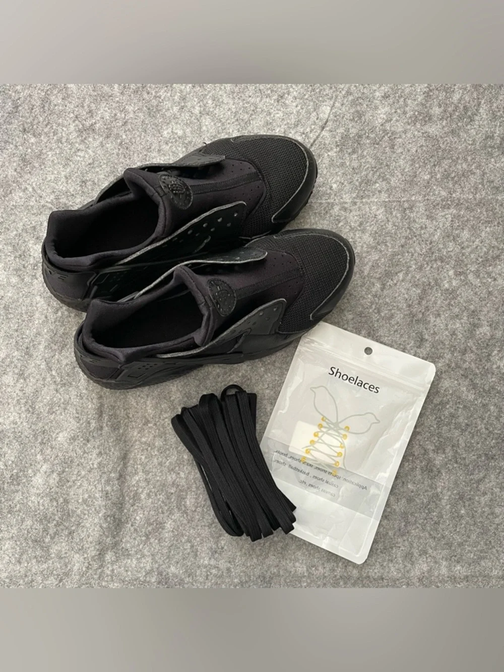 Nike Air Huarache Shoes Boys Size 6.5Y Triple Black Shoes Sneakers 654275-016‎